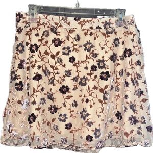 Floral Embossed Velvet Skirt